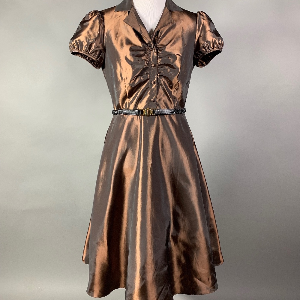 BCBG Shimmering Bronze Party Cocktail Dress